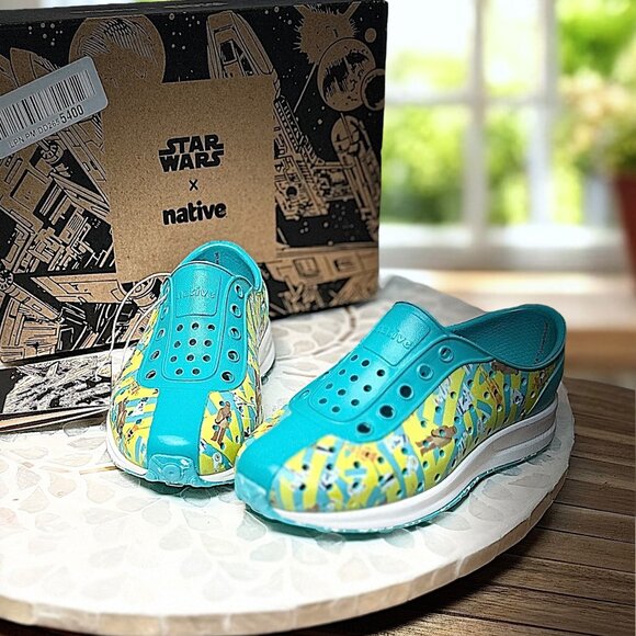 Native X Star Wars Limited Edition Kids Shoes C9 R2D2 Yoda Chewbacca Slip On - Picture 9 of 15
